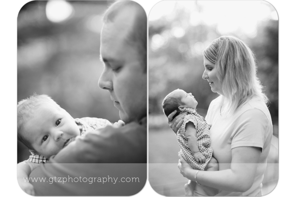 composite of newborn boy with dad and with mom